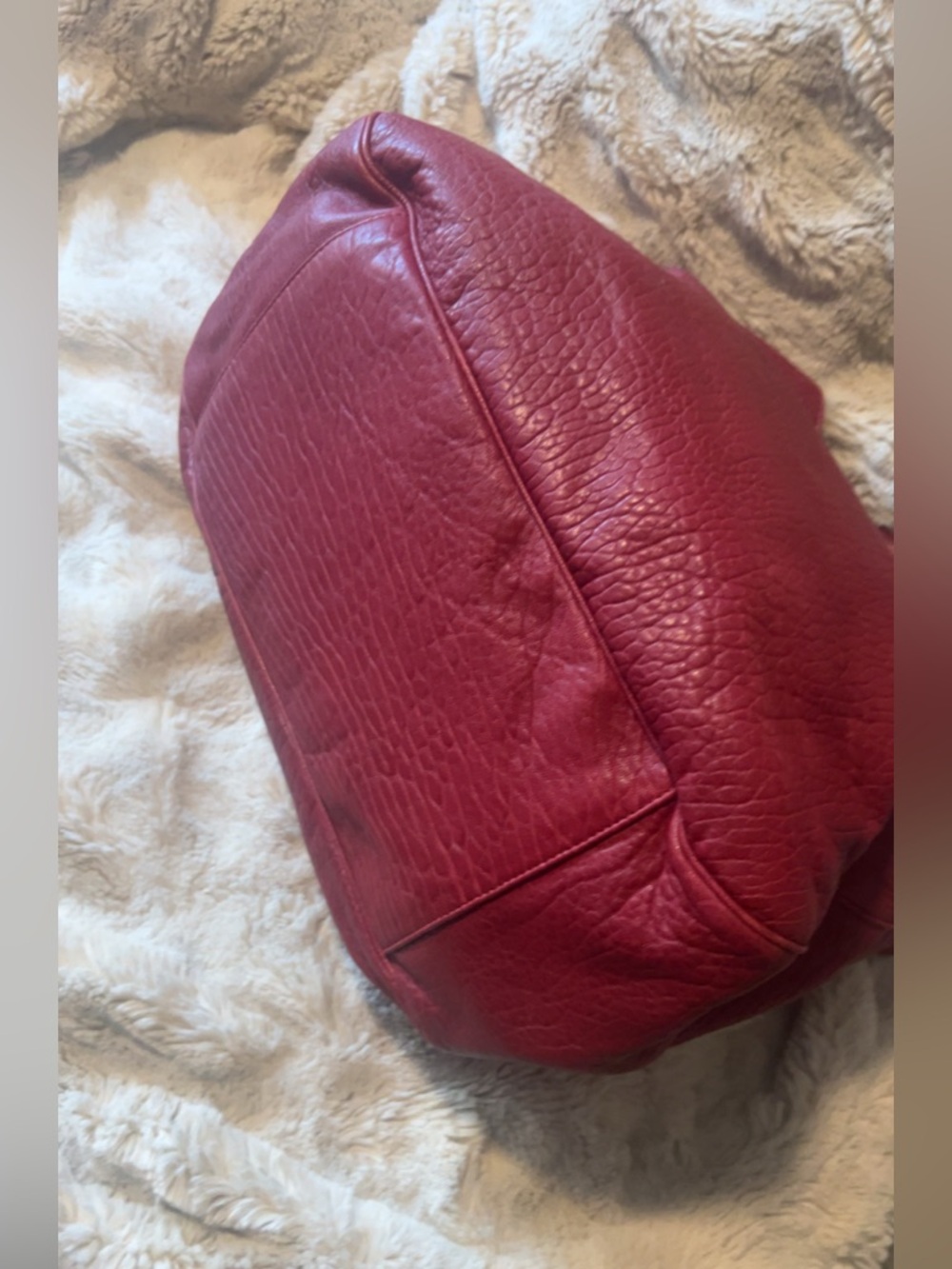 NEW | Yves Saint Laurent | Plush Red Crimson Leather Shoulder Handbag Women’s - Picture 13 of 15